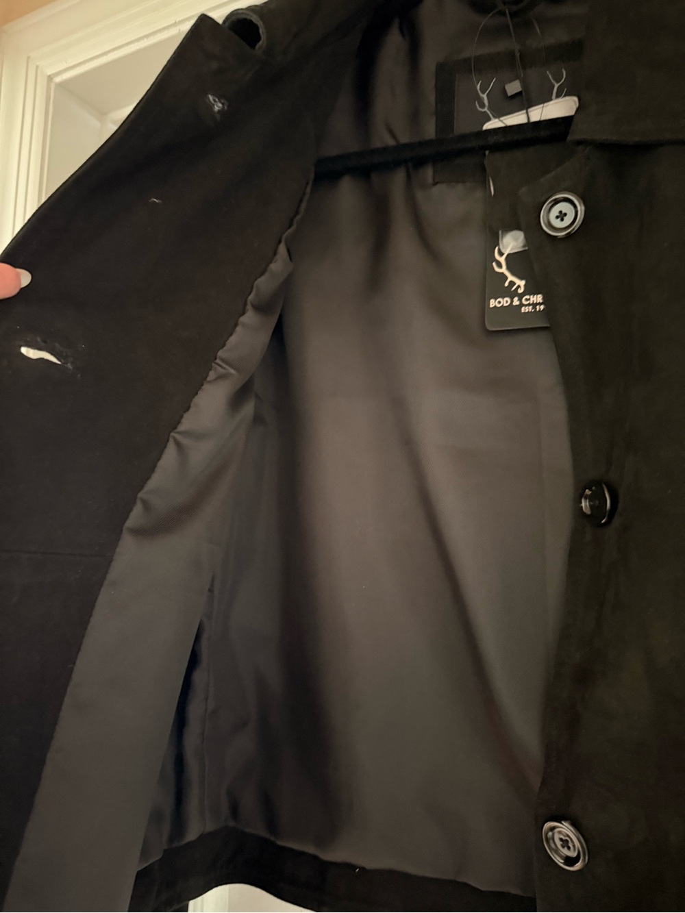 NEW! Bod & Christensen - Suede Button-Front Jacket - Black - Size M - Picture 5 of 11